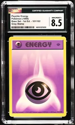 GRAY GREY STAMP Psychic Energy 101/102 1st Edition Pokemon Base Set CGC 8.5 - Image 1