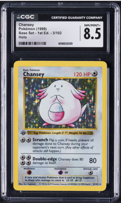 Chansey 1st Edition Base Set CGC 8.5 NM/Mint+ TCG Pokemon 3 ENGLISH Rare Holo - Image 1