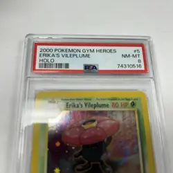 Pokemon TCG Erika's Vileplume Gym Heroes 5/132 Holo Unlimited- PSA 8 - Image 3
