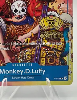 2024 One Piece Monkey.D.Luffy P-043 2nd Anniversary Stamped Convention Promo TCG - Image 3
