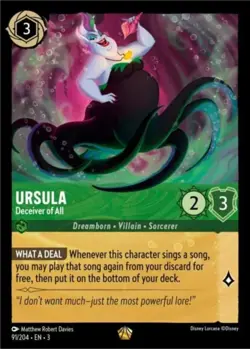 1x Ursula - Deceiver of All - 91/204 - Legendary NM-Mint Disney Lorcana: Into th - Image 1