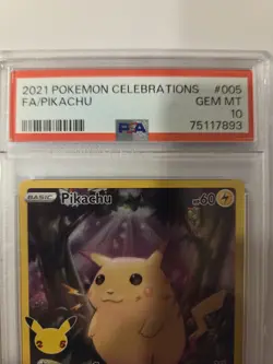 PSA 10 Pikachu 2021 Celebrations 005 Full Art Pokemon - Image 2