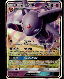 Espeon GX Ultra Rare SM Base Set 61/149 Psychic Holofoil Pokemon Card - Image 1