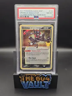 PSA 8 Greninja Gold Star #144 2021 Black Star Promo Celebrations Pokemon Card - Image 1