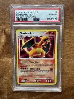 2007 Pokemon Diamond & Pearl Secret Wonders Charizard Holo Rare Card 3/132 PSA 8 - Image 1