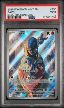 Sawk - 2025 Pokemon White Flare Illustration RARE #130 PSA 9 Pokemon TCG - Image 1