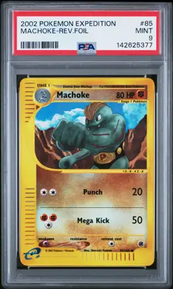 2002 POKEMON EXPEDITION #85 MACHOKE-REVERSE FOIL PSA 9 - Image 1