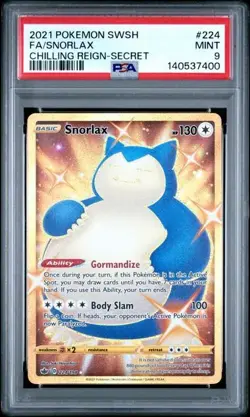 2021 Pokemon SWSH Chilling Reign Secret #224 FA Snorlax PSA 9 MINT - Image 1