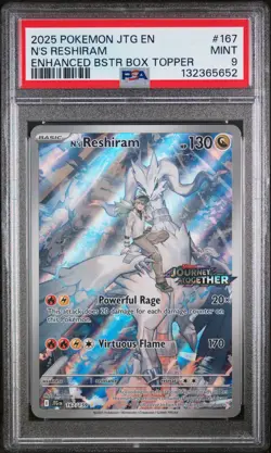 2025 POKEMON JTG EN-JOURNEY TOGETHER #167 N'S RESHIRAM PSA 9 - Image 1
