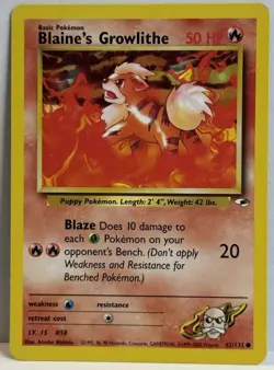 Pokemon TCG Blaine's Growlithe Gym Heroes 62/132 Regular Unlimited Common - Image 1