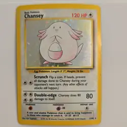 Pokemon Chansey Base Set Holo Rare 3/102 120 HP Basic 1999 English - Image 1