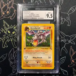 CGC 9.5 - Fossil 1st HOLO Pre COSMOS Aerodactyl Pokemon - Image 1