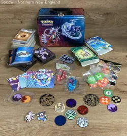 Pokemon TCG Collector Trainer Supply Lunchbox Tin Sleeves Dice Deck Box Bundle - Image 1