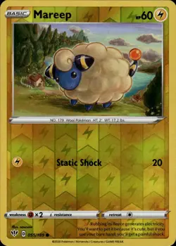 Mareep Common SWSH03: Darkness Ablaze 055/189 Lightning Reverse Holo Pokemon Car - Image 1