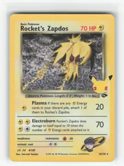 ✰ ROCKET'S ZAPDOS 15/132 CELEBRATIONS: CLASSIC COLLECTION POKEMON ✰ NM/M - Image 2