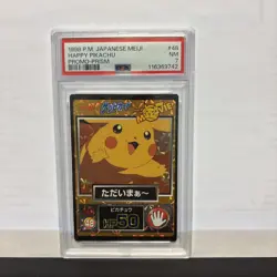 1998 POKEMON JPN MEIJI PROMO PRISM #48 HAPPY PIKACHU PSA 7 - Image 1