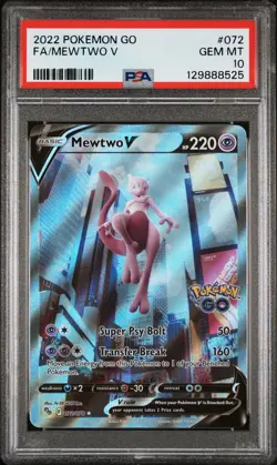 2022 POKEMON GO #072 FULL ART/MEWTWO V PSA 10 - Image 1