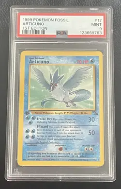 1999 Pokemon 1st Edition Articuno Fossil Non-Holo 17/62 PSA 9 Mint - Image 1