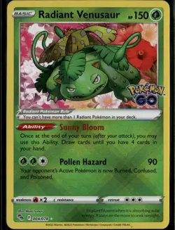 Radiant Venusaur Radiant Rare Pokemon GO 004/078 Grass Holo Pokemon Card - Image 1