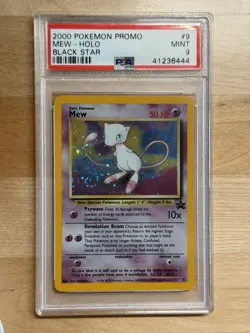 2000 Mew #9 Black Star Promo Holo Swirl PSA 9 MT Card - Image 1