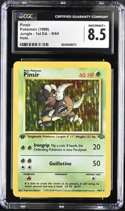CGC 8.5 Pinsir 1999 Jungle 1st Edition 9/64 Holo Pokemon Card - Image 1