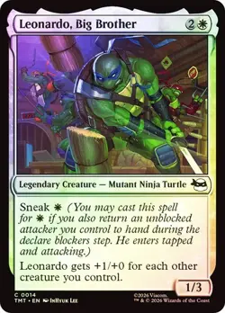 NM Foil Leonardo, Big Brother, MTG, TMNT, Magic the Gathering, 14 - Image 1