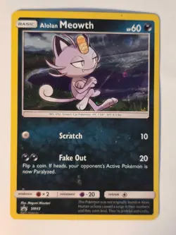 Alolan Meowth - SM43 SM43 Holo Promo Sun & Moon Promo Pokemon Cosmic HOLO NM/M - Image 1