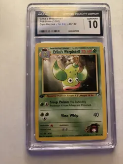 2000 POKEMON GYM HEROES #48 1ST EDITION ERIKA’S WEEPINBELL CGC 10 - Image 1