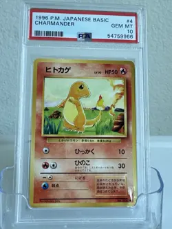 PSA 10 1996 Japanese Basic Pokemon Charmander #4 GEM MINT Card - Image 1