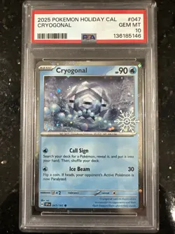 2025 Pokemon Holiday Cal Cryogonal PSA 10 - Image 1