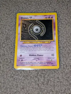 Pokemon Neo Destiny Unown H 28/105 Small Creases/Moderate-Heavy Play - Image 1