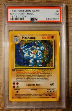 Pokemon TCG Machamp Base Set 8/102 Holo 1st Edition PSA 7 - Image 1