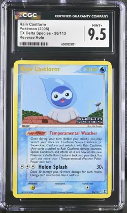 CGC 9.5 Rain Castform EX Delta Species 26/113 Reverse Holo Stamped Pokemon - Image 1