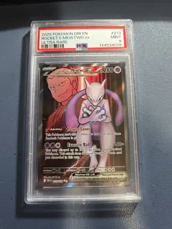2025 Pokemon Destined Rivals Team Rockets Mewtwo Ex Ultra Rare 213/182 PSA 9 - Image 1