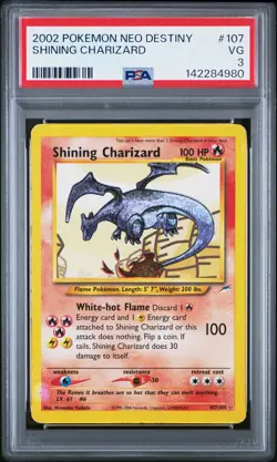 PSA 3 Shining Charizard 107/105 2002 Neo Destiny Secret Rare Pokemon Card - Image 1