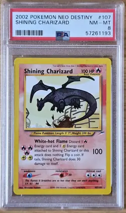 PSA 8 Shining Charizard 2002 Neo Destiny Pokemon Card 107/105 - Image 1