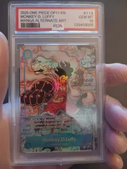 2025 ONE PIECE ENGLISH OP11-118 MONKEY D. LUFFY MANGA ALTERNATE ART PSA 9 - Image 1