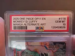 2025 ONE PIECE ENGLISH OP11-118 MONKEY D. LUFFY MANGA ALTERNATE ART PSA 9 - Image 3