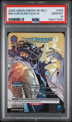 2025 Mayuri Kurotsuchi Promo Foil - UE01NC/BLC-3-003 Union Arena PSA 10 - Image 1