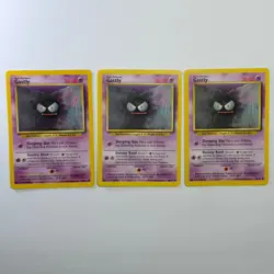 Pokemon TCG Gastly Base Set #50/102 3-Card Lot WOTC Vintage 1999 - Image 1