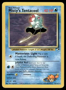 Pokemon Cards Misty's Tentacool 32/132 Unlimited Gym Heroes WOTC Rare LP - Image 1
