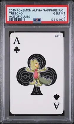 2015 POKEMON ALPHA SAPPHIRE PLAYING CARDS ACE OF CLUBS TREECKO PSA 10 - Image 1