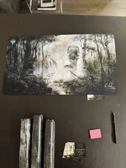 MTG Playmat Misty Rainforest Seb McKinnon Kickstarter Artist Signed - Image 1