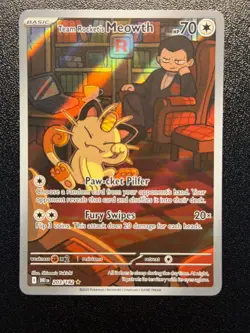Pokemon: Team Rocket's Meowth Illustration Rare IR Holo 203/182 Destined Rivals - Image 1