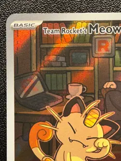 Pokemon: Team Rocket's Meowth Illustration Rare IR Holo 203/182 Destined Rivals - Image 2
