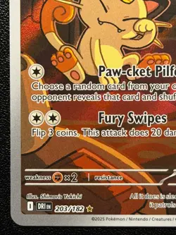 Pokemon: Team Rocket's Meowth Illustration Rare IR Holo 203/182 Destined Rivals - Image 5