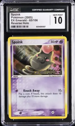 2005 POKEMON EX EMERALD - REVERSE HOLO #65/106 SPOINK CGC 10 GEM MINT - Image 1
