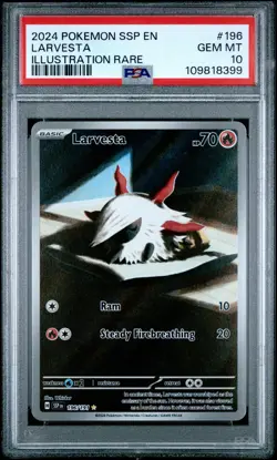 2024 POKEMON SSP EN-SURGING SPARKS ILLUSTRATION RARE #196 LARVESTA PSA 10 - Image 1
