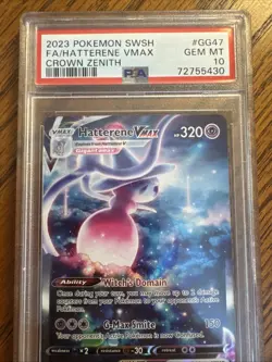 2023 Pokemon TCG Crown Zenith Hatterene VMAX Psa Graded 10 - Image 2