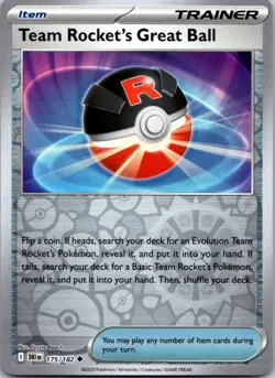 Team Rocket's Great Ball 175/182 UC Destined Rivals Pokemon Reverse Holo NM - Image 1